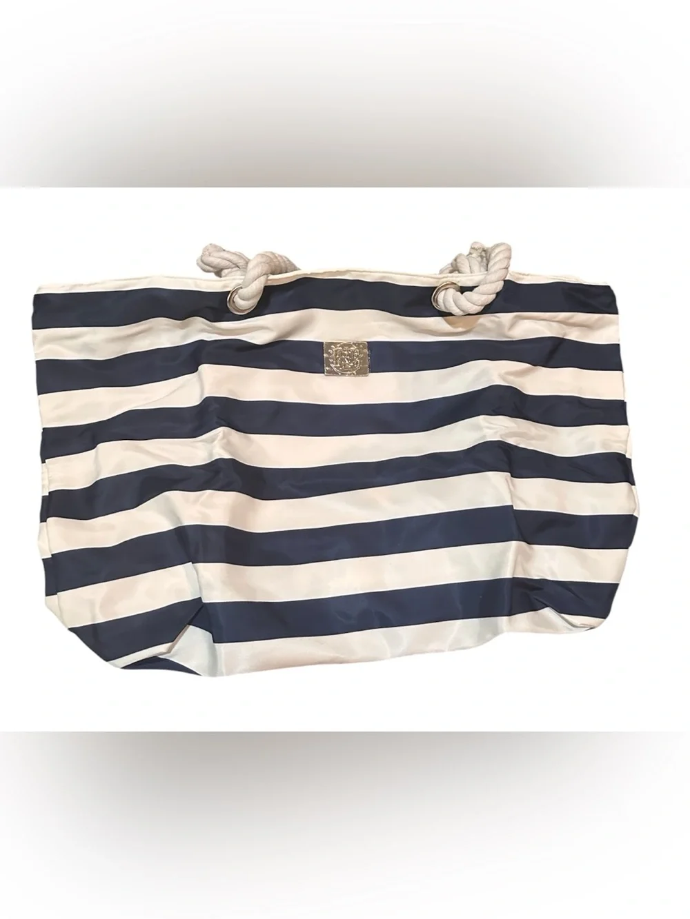 Bang & Carsen XL Navy White Striped Waterproof Beach Travel Tote